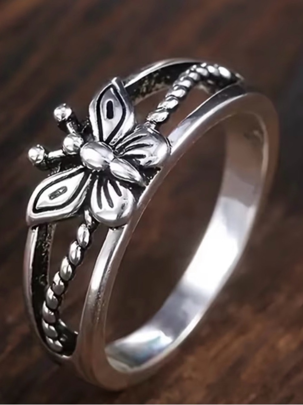 Butterfly Accent Band Ring - Unbranded
